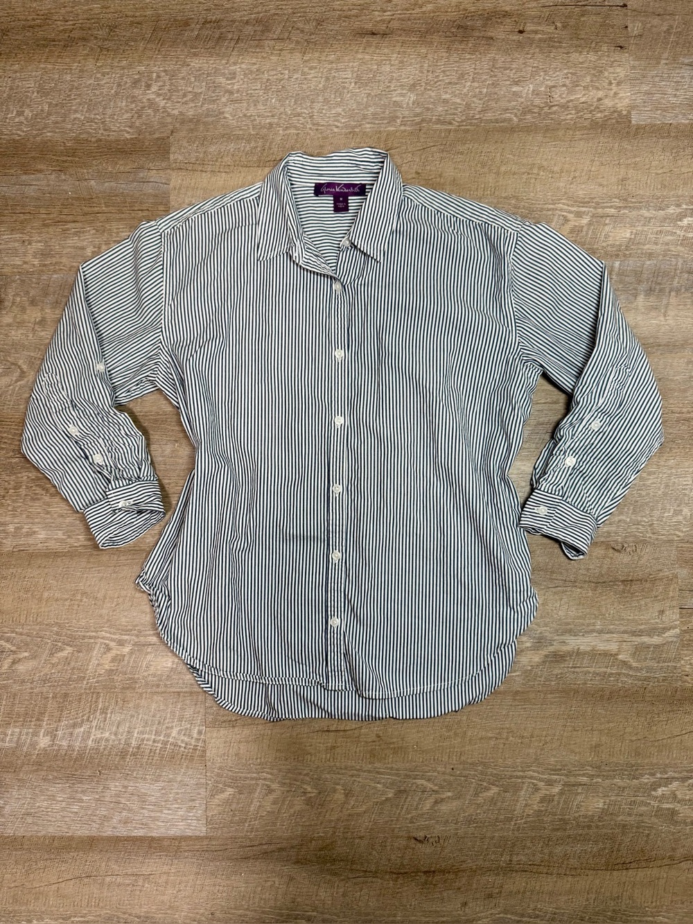 Gloria Vanderbilt  Black & White Striped Button-Down Shirt
